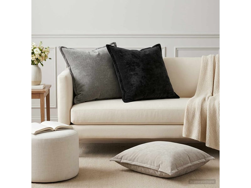  Lot de 2 housses de coussin houten anthracite 60 x 60 cm cf49276  - Conforama B