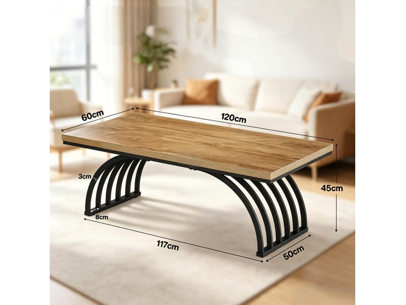  Table basse 120x60x45 cm en métal et bois noir et marron  - Conforama C