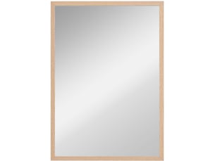Miroir mural rectangulaire 50 x 70 cm, coloris naturel, cadre mdf avec 4 crochets pour salle de bains