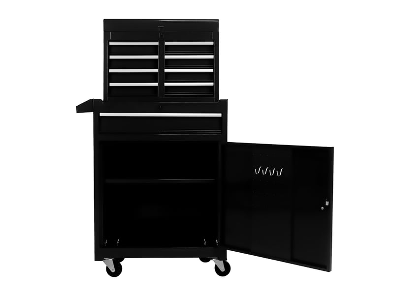 Armoire à outils mobile 51,56 x 27,94 x 101,85 cm noire en acier, 5 tiroirs et rangement de garage - Conforama C