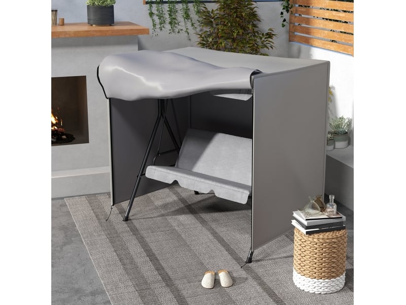  Housse de protection pour balançoire de jardin 177 x 114 x 152 cm grise en polyester avec fermeture éclair  - Conforama B