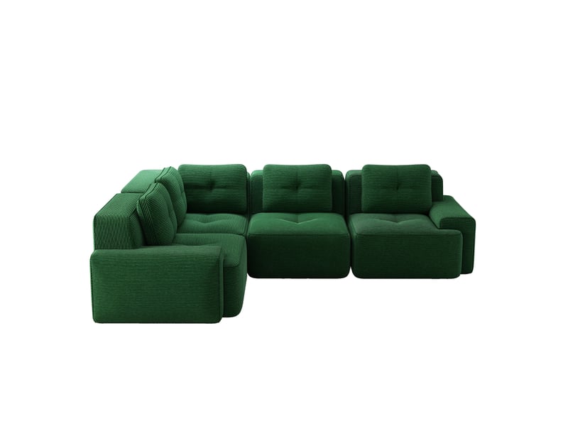  Canapé d'angle modulaire 4 places en velours côtelé vert - 295 x 295 x 69 cm  - Conforama A