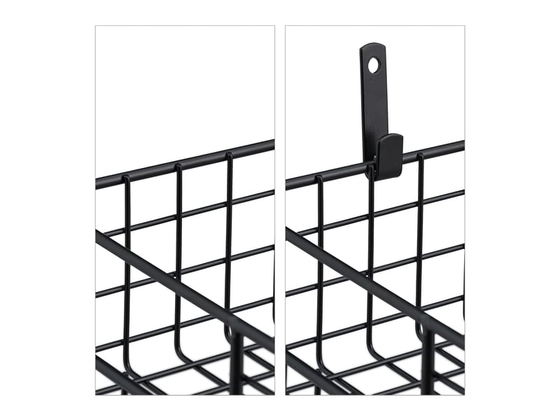  Lot de 3 paniers de rangement pratique design intemporel 30 x 25 x 20 cm en métal noir 13_0014144  - Conforama C