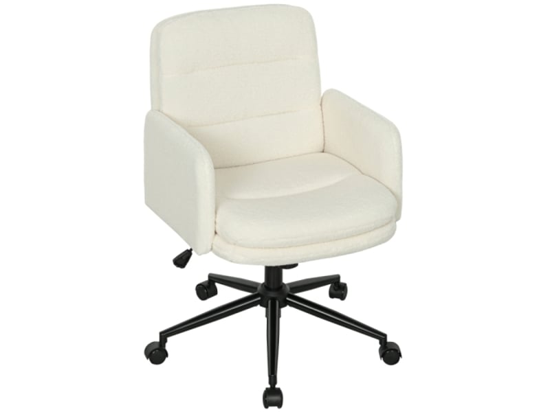Chaise de bureau à roulettes en tissu crème, accoudoirs, 5 roulettes, pivotante et confortable - Conforama A