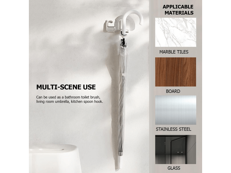  Support de rangement pour balais et serpillères - sans perforation - convient aux balais, serpillères, etc. - 3 pièces, blanc  - Conforama D