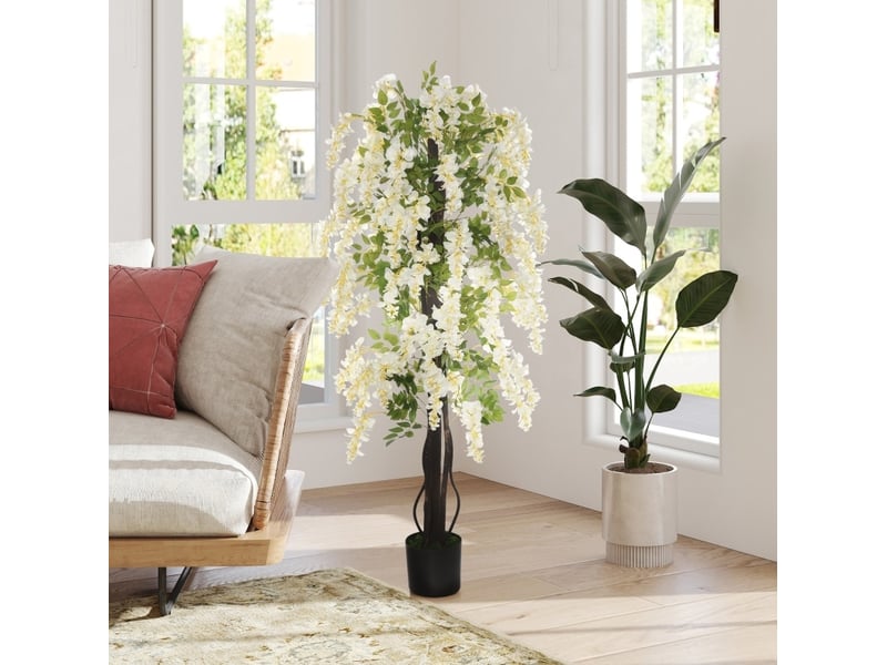 Plante artificielle glycine blanche en pot, sans entretien, en plastique, pour intérieur et extérieur ø24 × 165 cm - Conforama D
