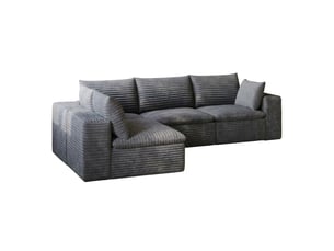 Canapé nuage en velours côtelé 5 places modulable sans structure en bois gris foncé