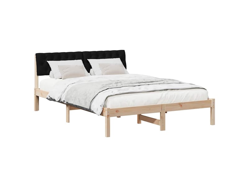 Lit double- lit adulte - cadre de lit marron et noir 140 x 200 cm bois massif en pin - Conforama B