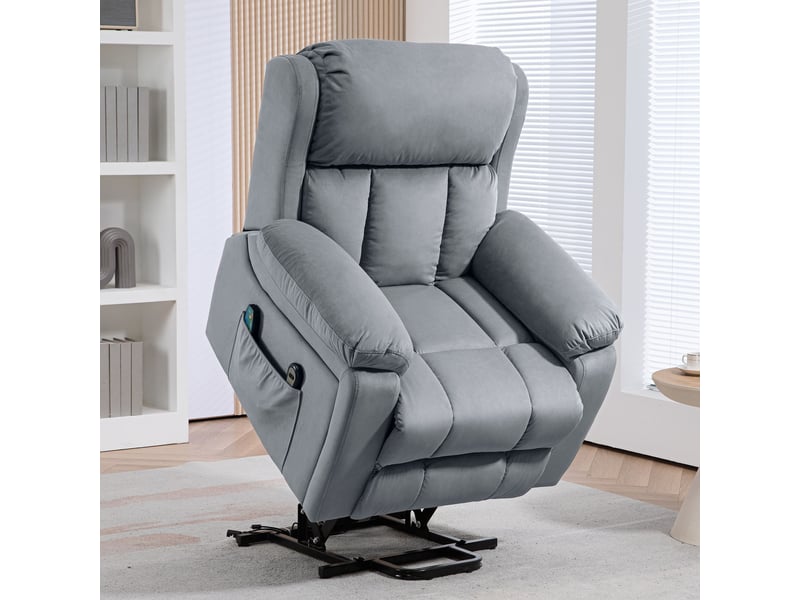  Fauteuil de salon, fauteuil releveur électrique massage, tissu polyester, 90x95x103cm, grey  - Conforama C