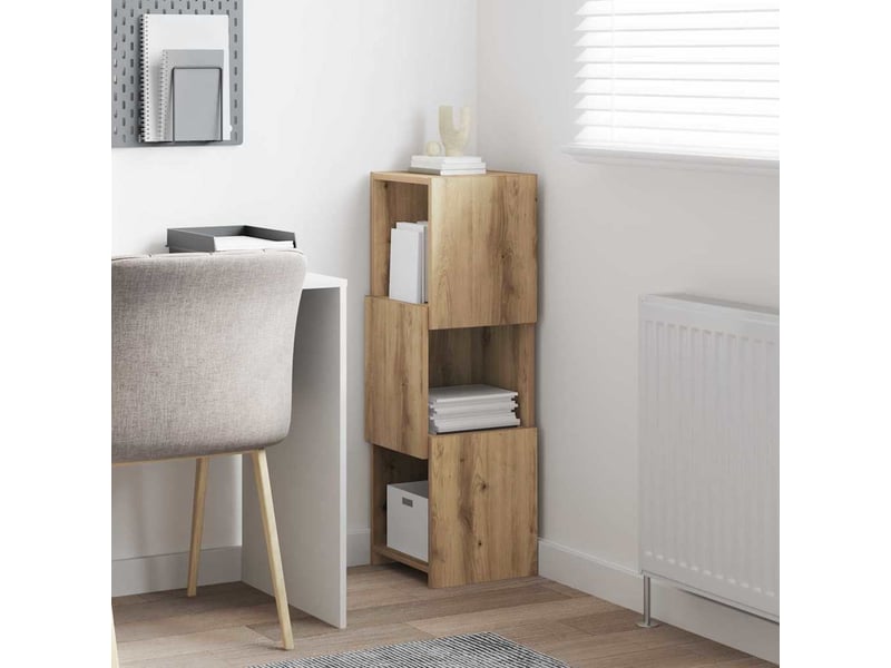  Meuble d'angle, meuble de rangement salon 30,5x30x95cm bois d'ingénierie chêne artisanal  - Conforama D