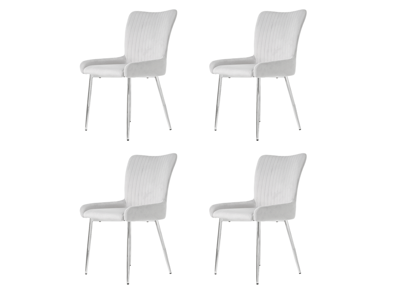  Lot de 4 chaises 58x47x85 cm, chaises salle à manger, gris, structure en métal, dossier avec support lombaire  - Conforama A