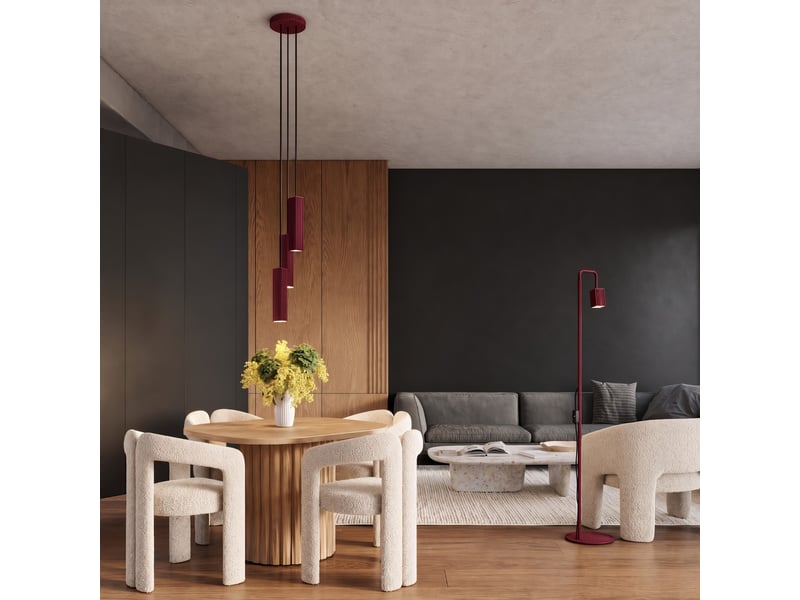  Suspension rayo 3p bordeaux aluminium moderne 108x20x20cm SL.3227 - Conforama B