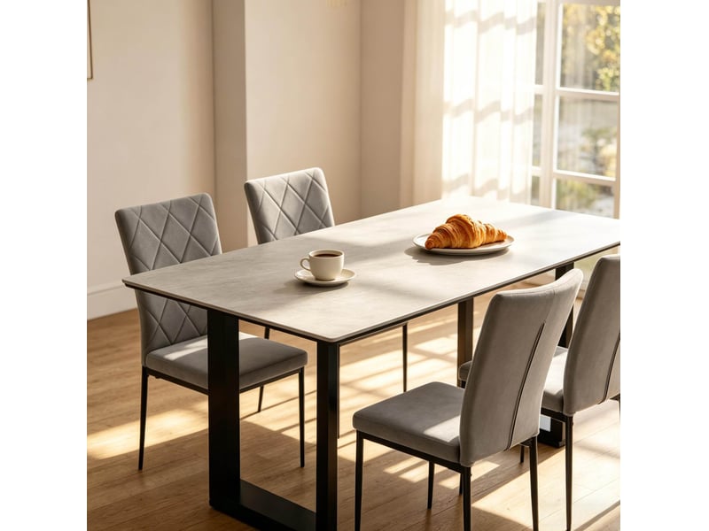  Lot de 4 chaises de salle à manger en velours gris foncé  - Conforama B