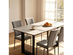 Lot de 4 chaises de salle à manger en velours gris foncé