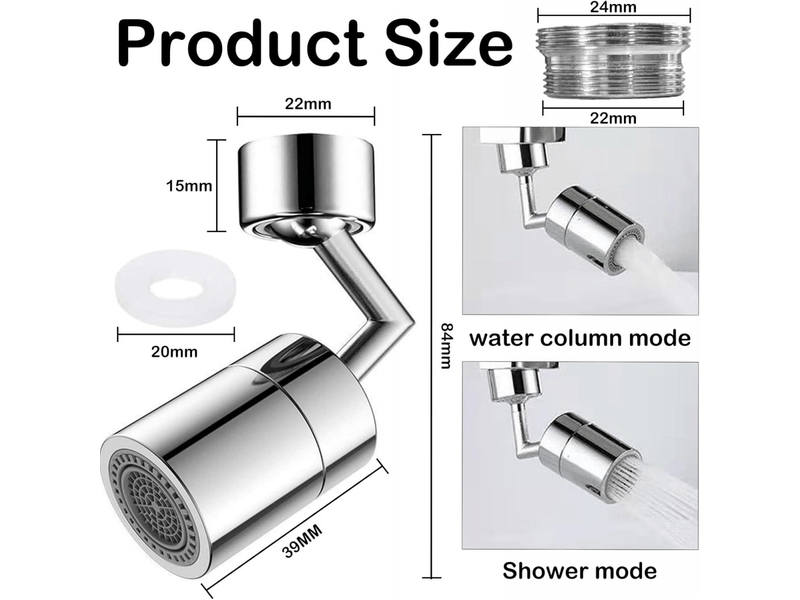 Buse de robinet pivotante 360° - 2 débits réglables - économiseur d'eau pour cuisine - accessoire universel pour robinet  - Conforama B
