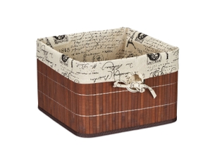 Panier de rangement polyvalent élégant pour salon chambre salle de bain 20 x 31 x 31 cm en bambou marron 13_0012220