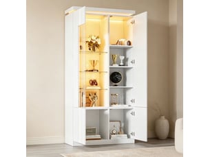 Vitrine coloris blanc 6 étagère(s) <strong>WISHDOR</strong> <strong></strong> - 80 cmx180 cm