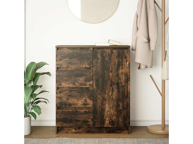  Buffet - bahut - meuble de rangement avec tiroirs chêne fumé 71x35x84 cm bois d'ingénierie  - Conforama C