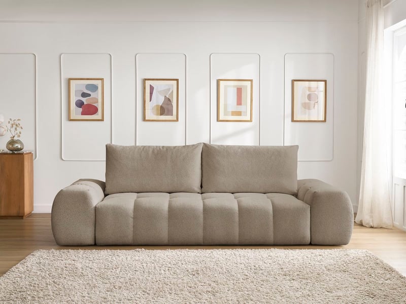 Bobochic canapé droit fixe 3 places everest tissu chiné taupe EVEREST - Conforama D