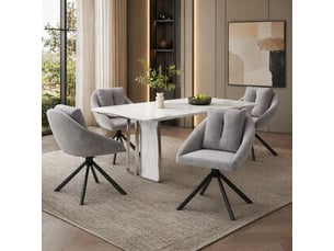 Chaise de salle à manger lot de 4 pivotante à 360°  - dossier ergonomique, velours - gris
