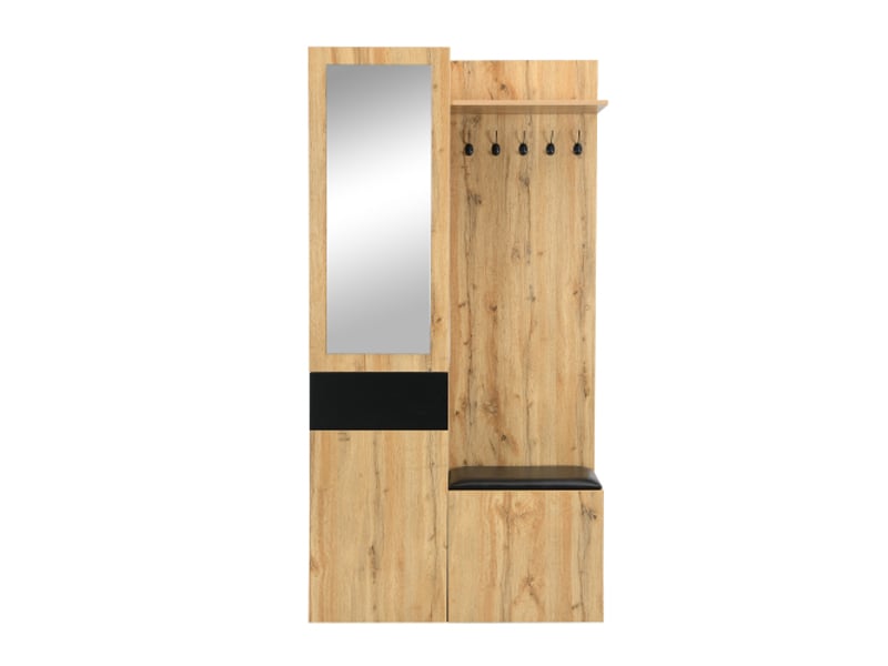  Penderie 5 crochets avec miroir – meuble-chaussures et armoire intégrée (étagères et tiroirs) – banquette de couloir  - Conforama A