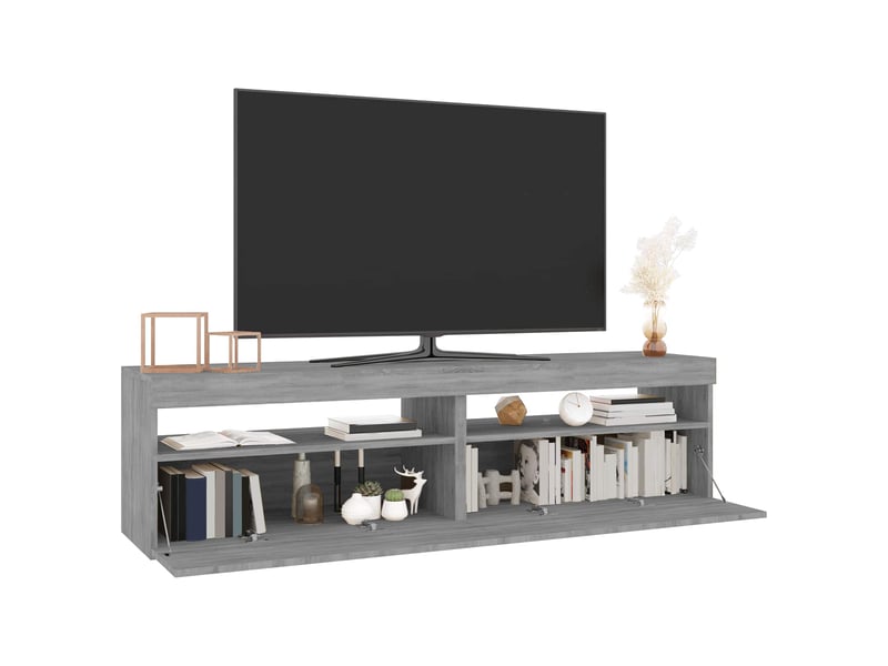  Meubles tv - banc tv - meuble de rangement avec lumières led 2 pcs sonoma gris 75x35x40 cm  - Conforama A