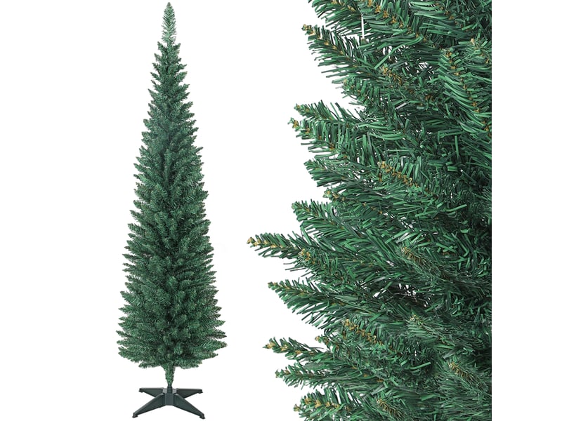  Sapin de noël artificiel 180 cm, arbre de noël slim, 321 pointes, facile à monter et ranger, pour maison bureau, vert  - Conforama A