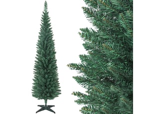 Sapin de noël artificiel 180 cm, arbre de noël slim, 321 pointes, facile à monter et ranger, pour maison bureau, vert