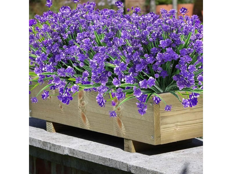  Plante fleurie artificielle　plantes et fleurs artificielles d'extérieur résistantes aux uv - violet 8pcs  - Conforama C