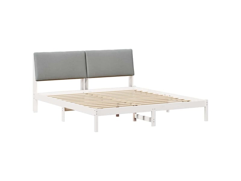 Lit double- lit adulte - cadre de lit avec tête de lit blanc et gris clair 200 x 200 cm - Conforama A