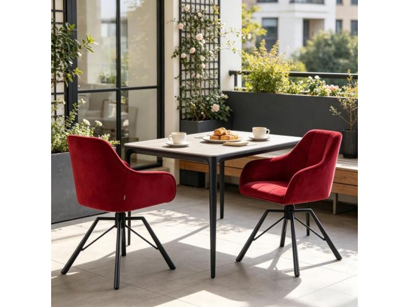  Ensemble de 2 chaises: salon &amp; cuisine, pivotantes à dossier doux, larges, confort  - Conforama E