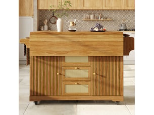 Desserte de cuisine extensible 142,5 x 80 cm – brun foncé – hauteur ergonomique et rangements