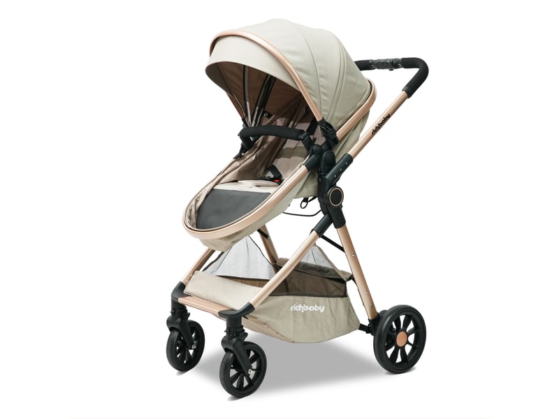  Poussette 2 en 1 80x62x106 cm réversible coloris crème abricot  - Conforama B