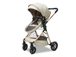 Poussette 2 en 1 80x62x106 cm réversible coloris crème abricot