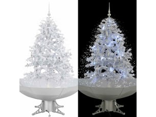 Arbre de noël, sapin de noël neigeux avec base de parapluie blanc 140 cm