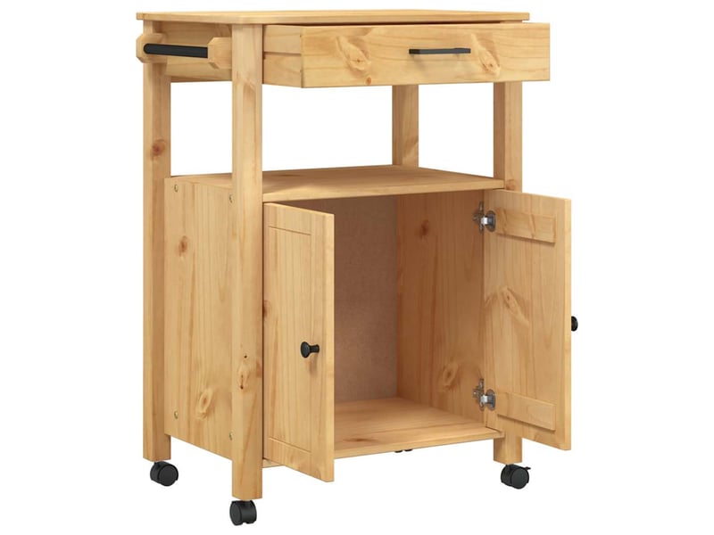 Desserte de cuisine, chariot de rangement monza 60x40x88,5 cm bois massif de pin shl38446  - Conforama D