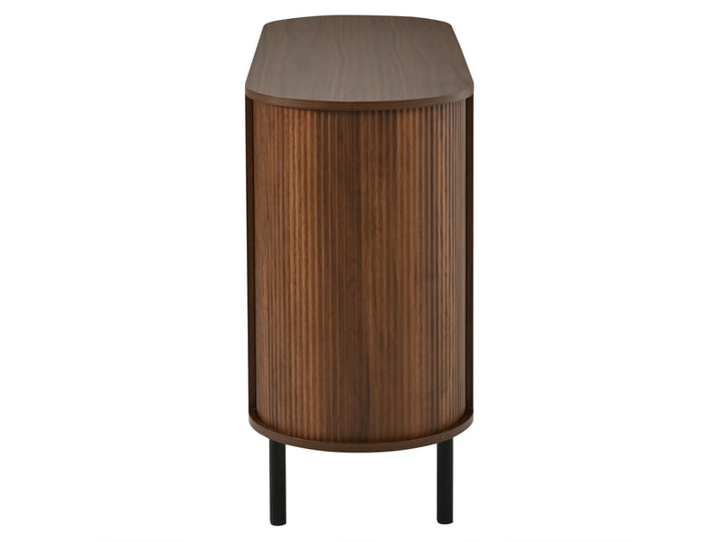  Buffet bas 120 x 40 x 80 cm avec 3 compartiments ouverts, coloris noyer, pieds métalliques réglables, mdf et panneaux de particules  - Conforama E