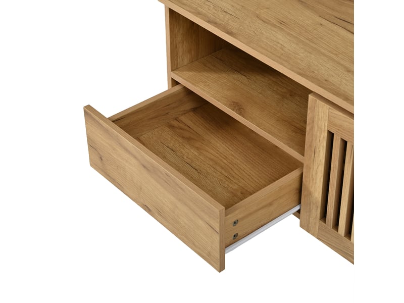  Meuble tv 180 cm - 2 portes grillagées et 2 tiroirs - mdf bois naturel  - Conforama R