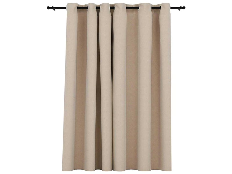  Rideau occultant, rideau black-out aspect de lin avec œillets beige 290x245 cm cf43939  - Conforama A