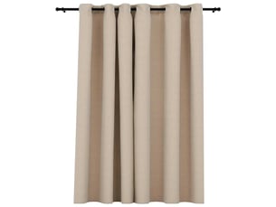 Rideau occultant, rideau black-out aspect de lin avec œillets beige 290x245 cm cf43939