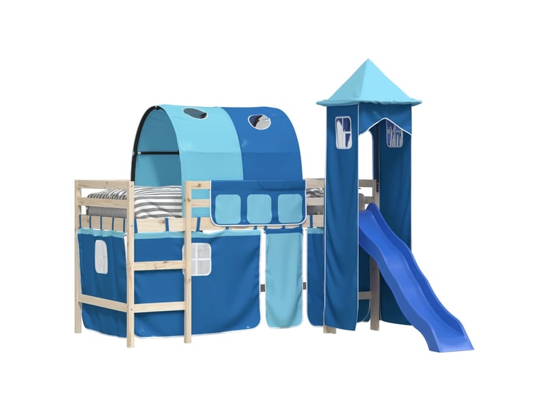  Rideaux pour lit mezzanine avec tunnel et tour bleu cf44934  - Conforama D