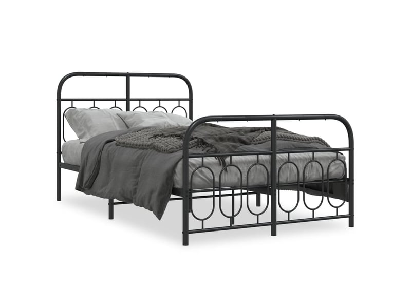  Lit double- lit adulte -  cadre de lit métal sans matelas avec pied de lit noir 120x190cm  - Conforama A