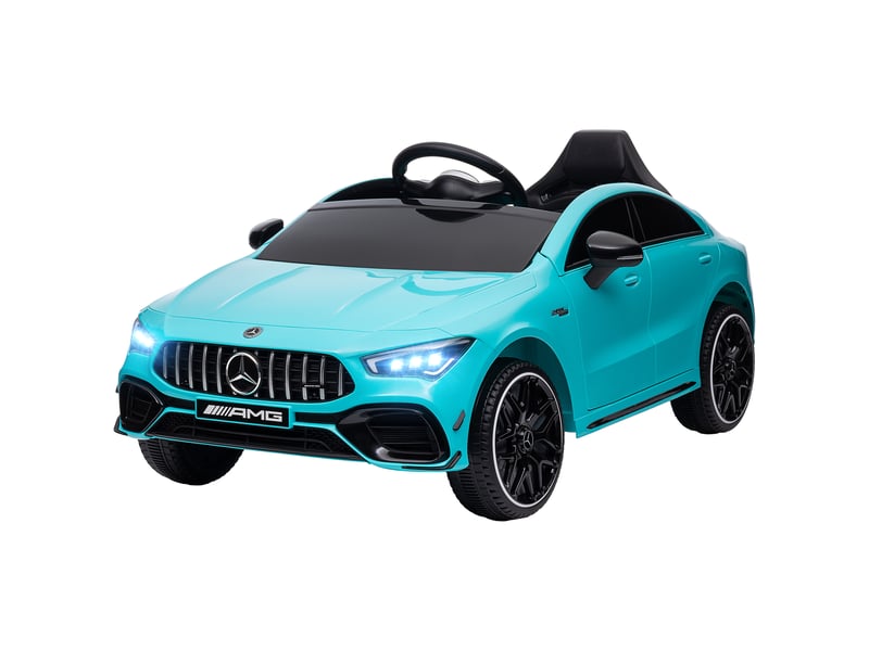  Voiture électrique pour enfants, télécommandée, avec roulettes de transport, phares led et klaxon, pour les enfants de 3 à 6 ans, bleu clair  - Conforama B