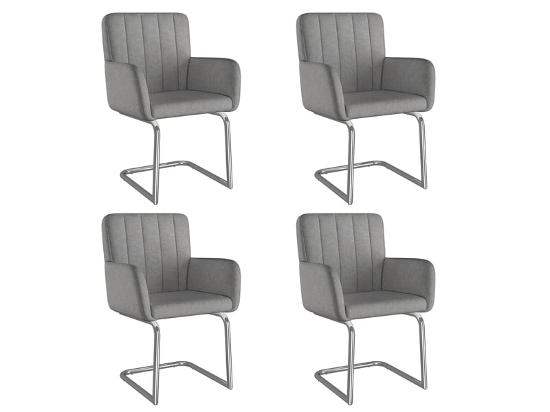  Lot de 4 chaises de salle à manger gris en pu avec piètement métal en z  - Conforama A