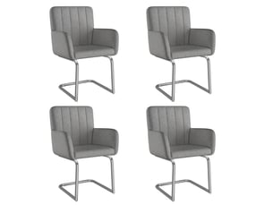 Lot de 4 chaises de salle à manger gris en pu avec piètement métal en z