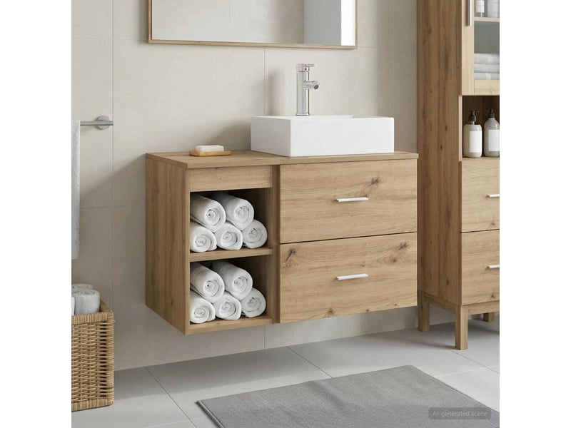  Ensemble de mobilier de salle de bain 2 pcs chêne artisanal shl961  - Conforama B