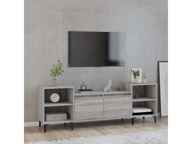  Meuble tv - banc tv - meuble de rangement sonoma gris 160x35x55 cm bois d'ingénierie  - Conforama B