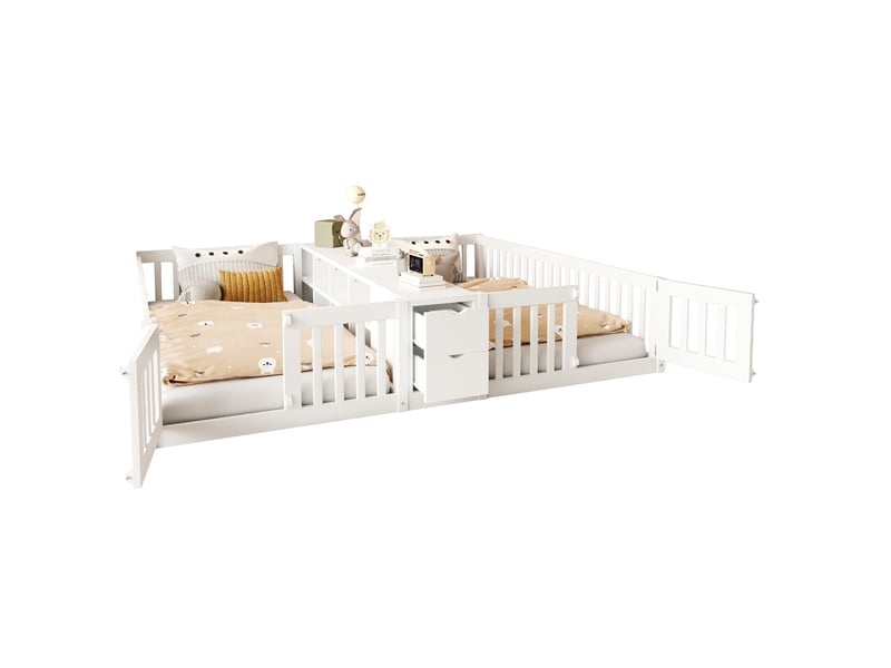  Lit jeune, 90x200 cm, rangement intégré, tiroirs, blanc cao-LDF00582AAK-conf-NEW - Conforama E