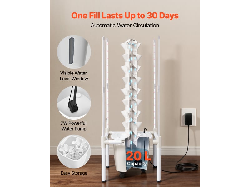  Vevor tour hydroponique système culture 45 trous lampe de croissance roulettes  - Conforama C