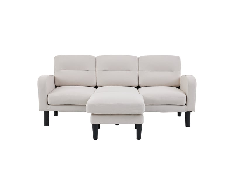 Canapé d'angle, canapé 3 places, beige, 204 x 136 x 80 cm, pour salon, mobilier pour espace de vie, adapté à l'espace de vie  - Conforama B